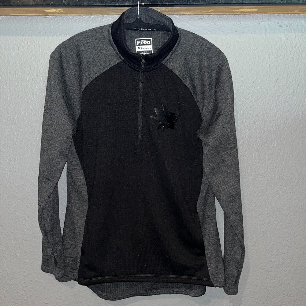 SAN JOSE SHARKS Fanatics Women's Authentic Quarter-Zip Jacket Black/Gray - LARGE